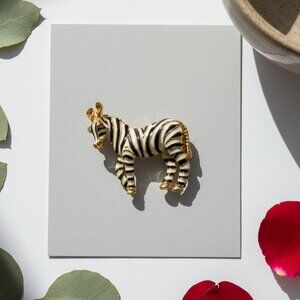 Gold and Black Zebra Brooch